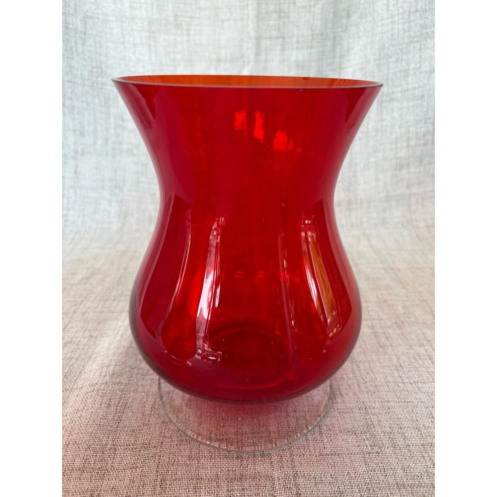 Costco Ruby Glass Hurricanes Set of 3 Red Excellent Holiday Decor 8 Inch